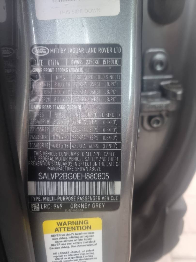 LAND ROVER RANGE ROVER EVOQUE 2014 - Marhaba Auction Used Cars - Image 9