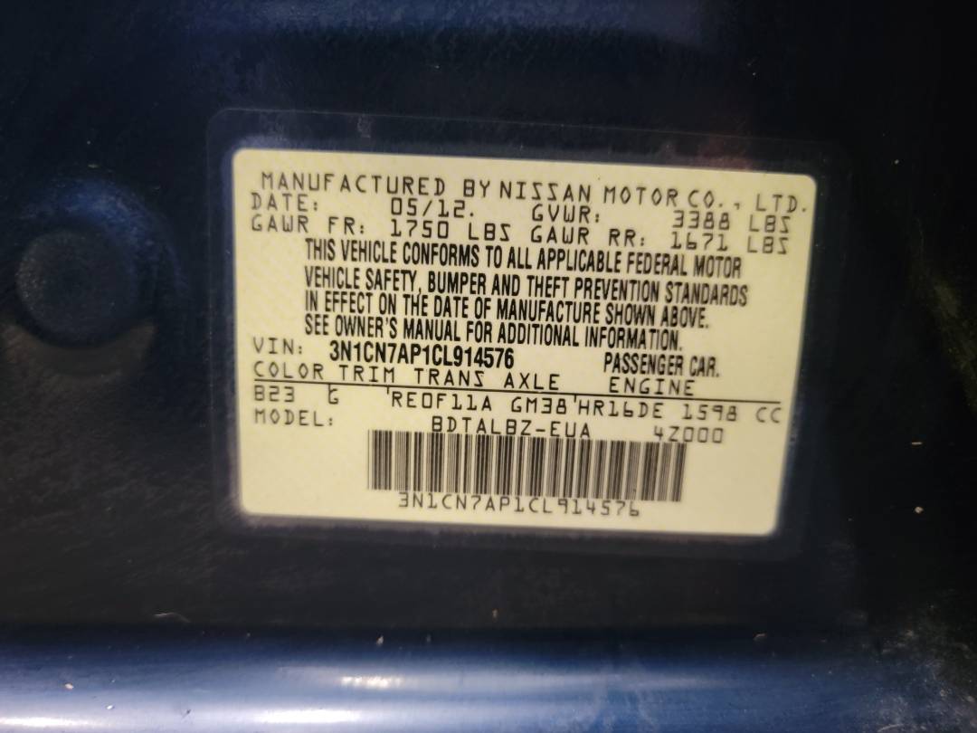 2012 NISSAN VERSA — 195119 Miles — Lot 39029472 — Main - Marhaba Auctions Used Cars - Image 9
