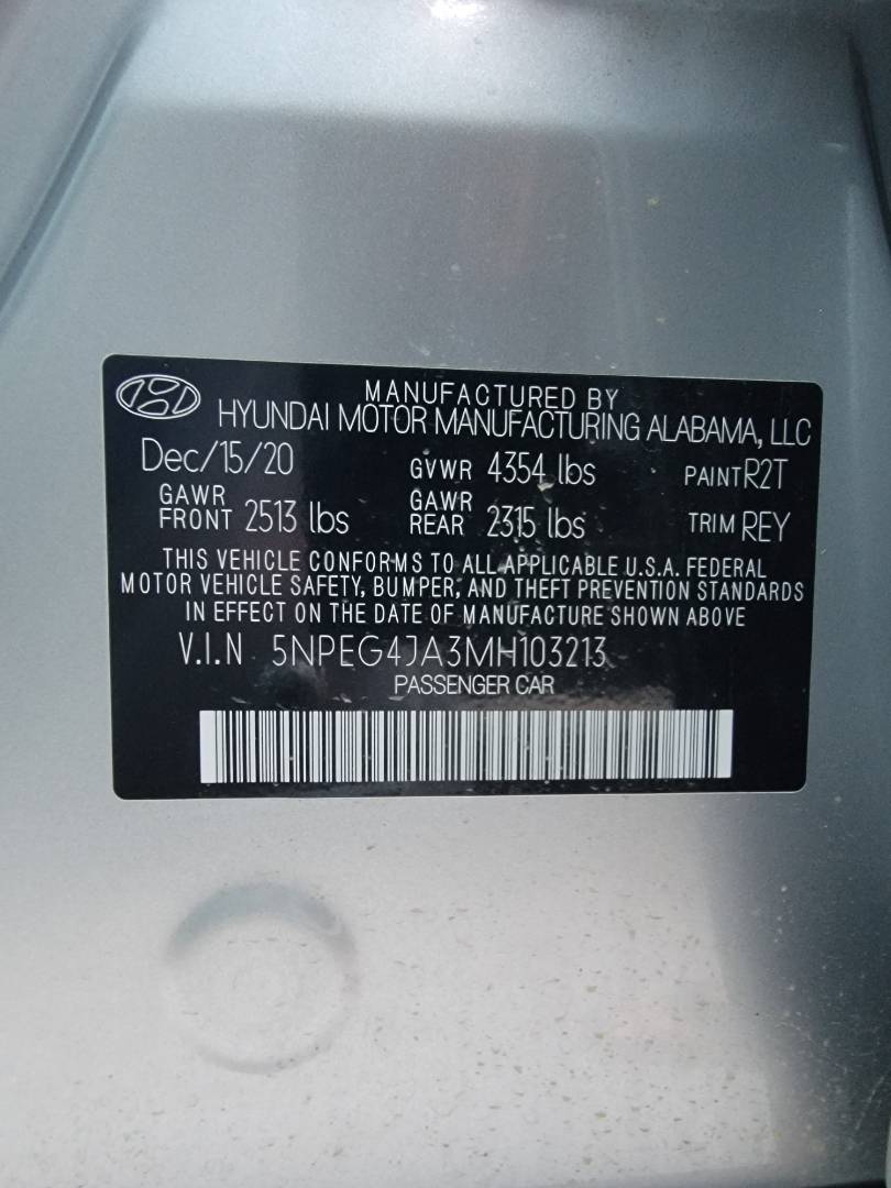 2021 HYUNDAI SONATA — 13199 Miles — Lot 103213 — Main - Marhaba Auctions Used Cars - Image 10