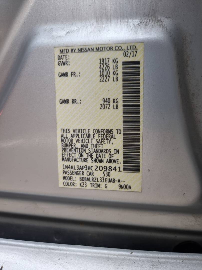 2017 NISSAN ALTIMA — 200668 Miles — Lot 209841 — Souq - Marhaba Auctions Used Cars - Image 9