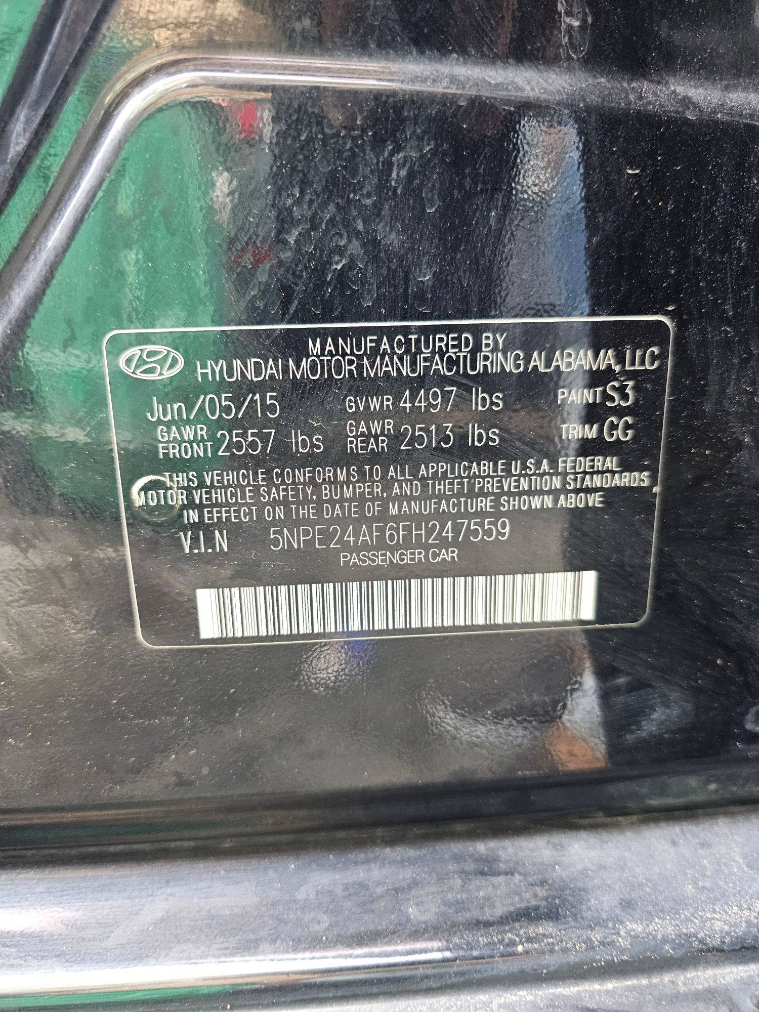 2015 HYUNDAI SONATA — 122134 Miles — Lot FH247559 — Souq - Marhaba Auctions Used Cars - Image 10