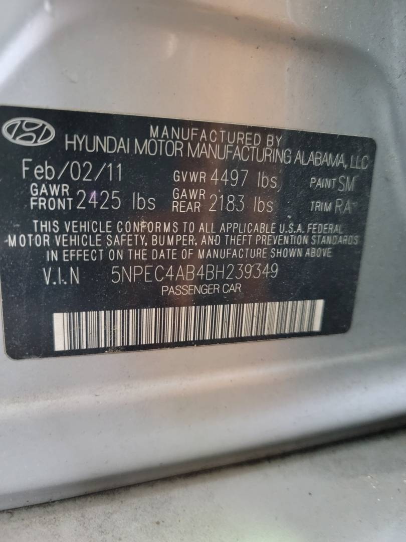 2011 HYUNDAI SONATA — 170448 Miles — Lot 38789449 - Marhaba Auctions Used Cars - Image 9