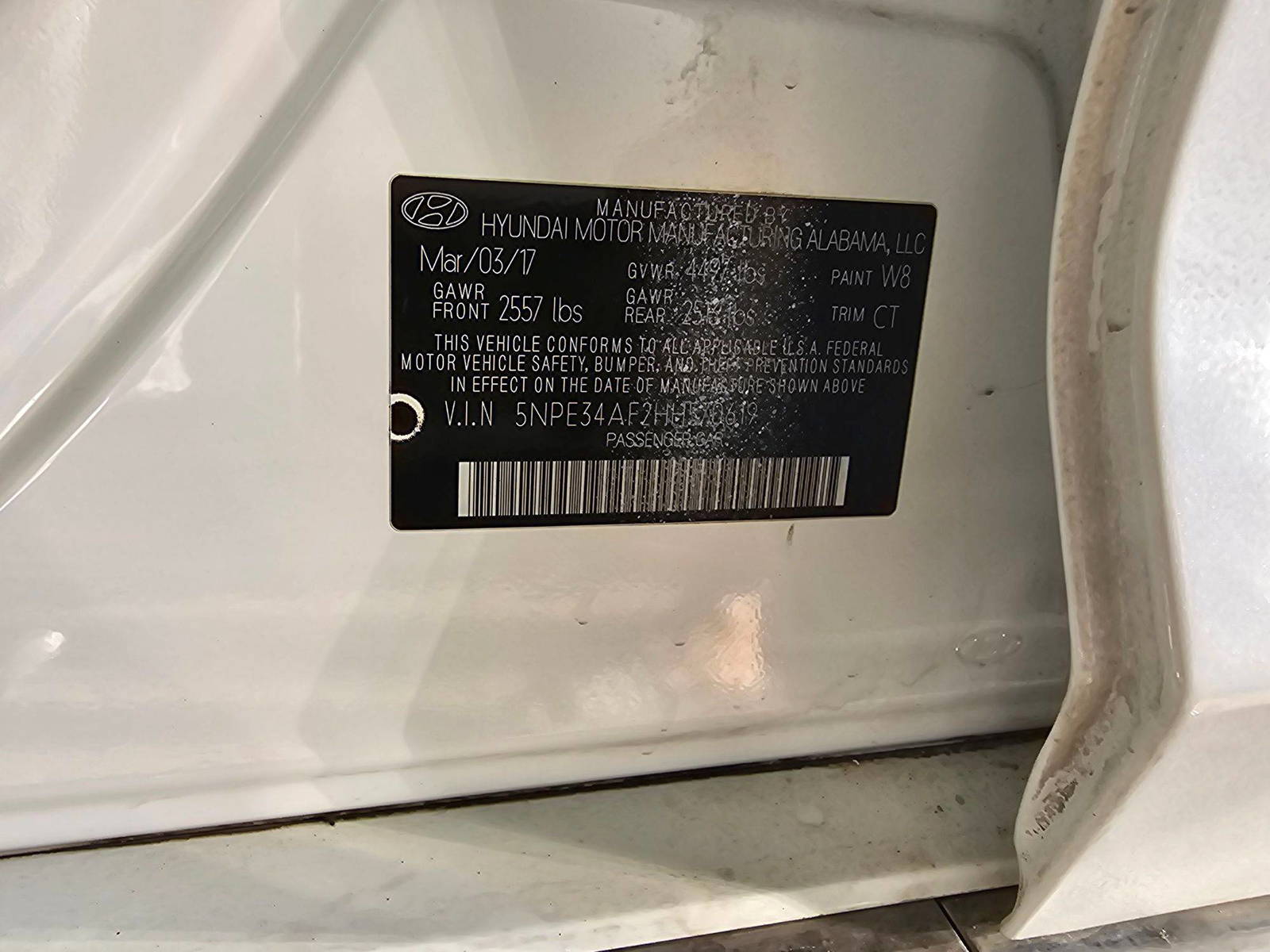 2017 HYUNDAI SONATA SPORT — 161745 Miles — Lot HH570619 — Souq - Marhaba Auctions Used Cars - Image 9