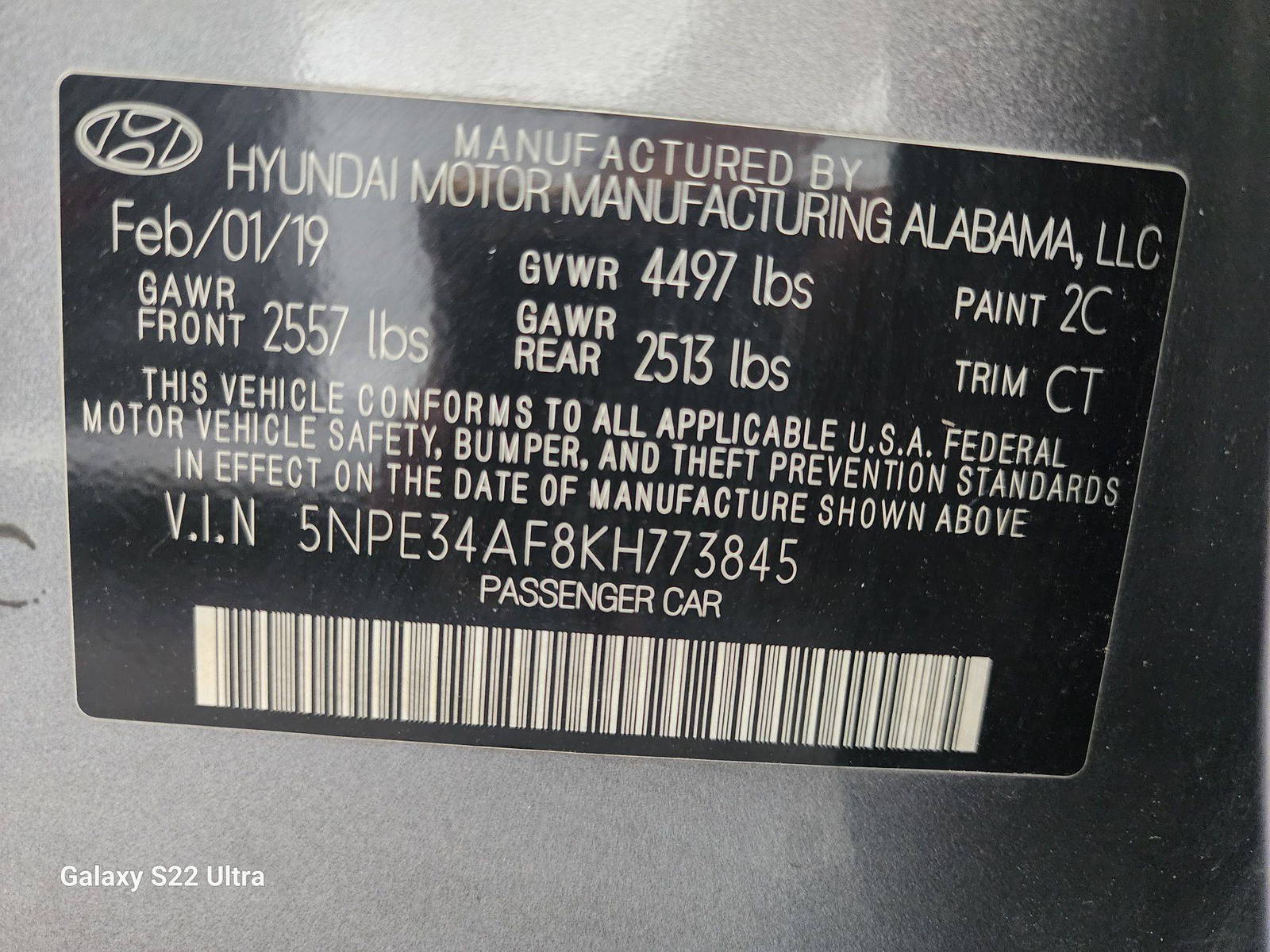 2019 HYUNDAI SONATA — 125878 Miles — Lot H773845 - Marhaba Auctions Used Cars - Image 10