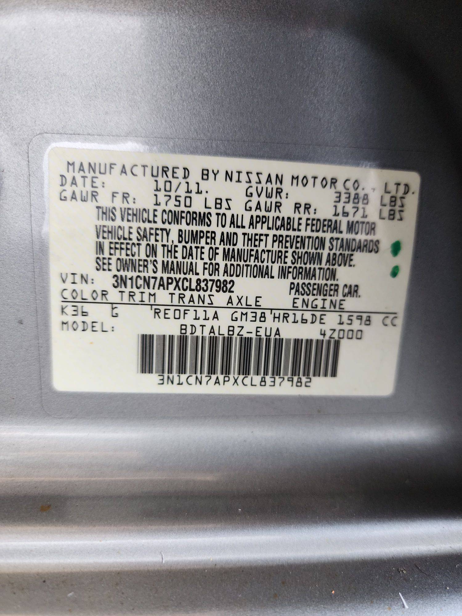 2012 NISSAN VERSA — 83330 Miles — Lot 60188734 — Souq - Marhaba Auctions Used Cars - Image 9