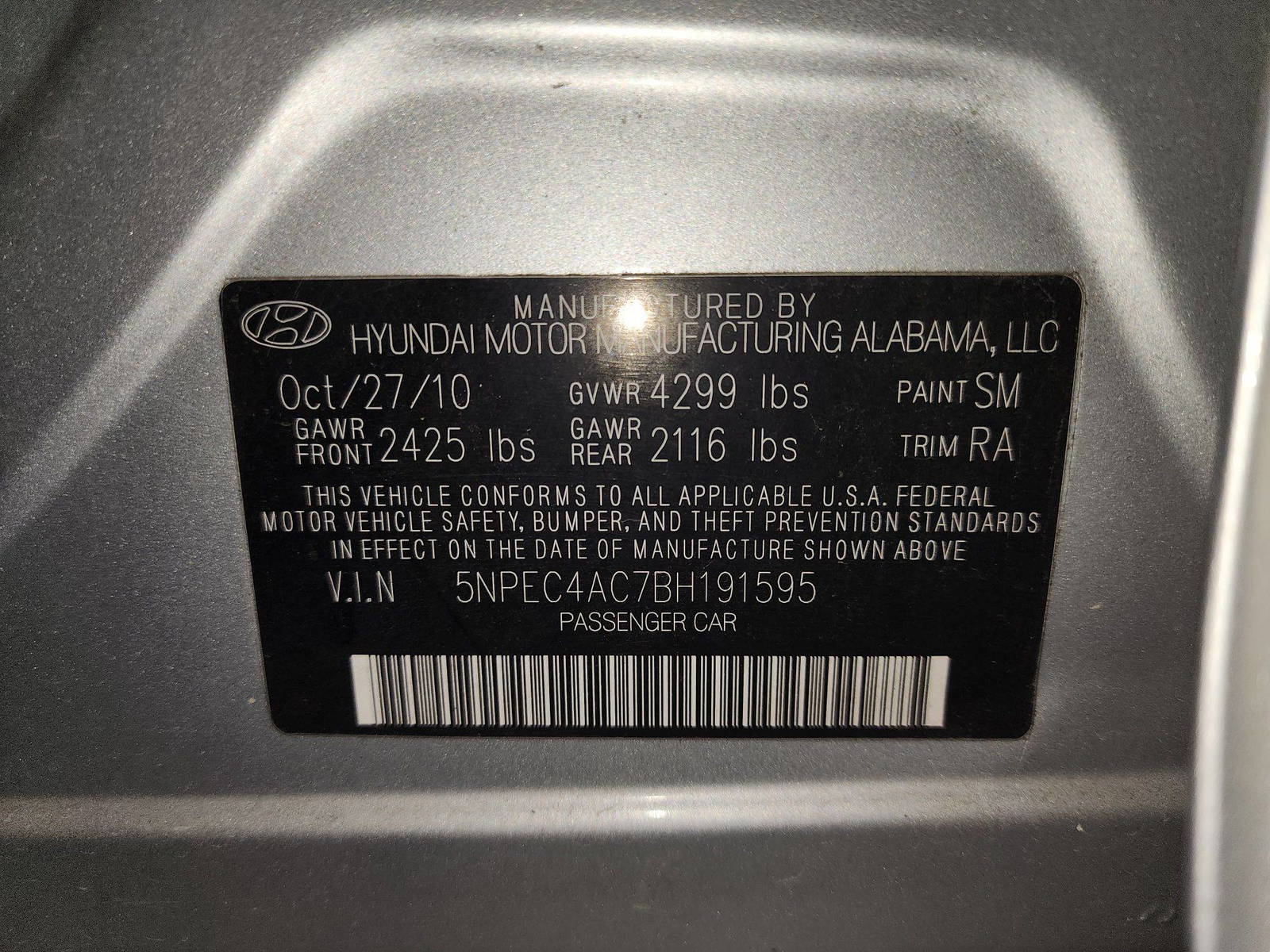 2011 HYUNDAI SONATA — 178492 Miles — Lot 37138343 - Marhaba Auctions Used Cars - Image 9