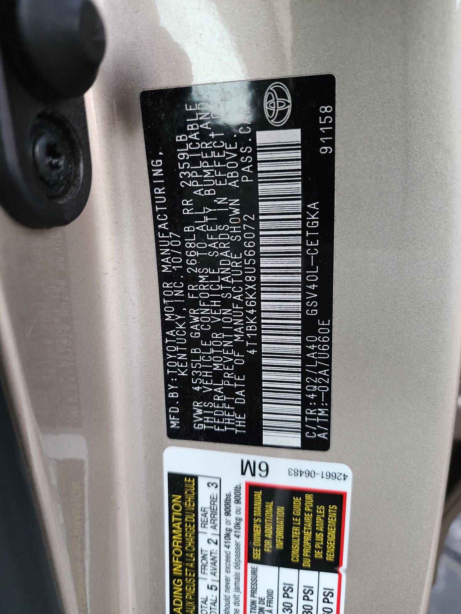 2008 TOYOTA CAMRY — 186257 Miles — Lot 67934183 - Marhaba Auctions Used Cars - Image 10