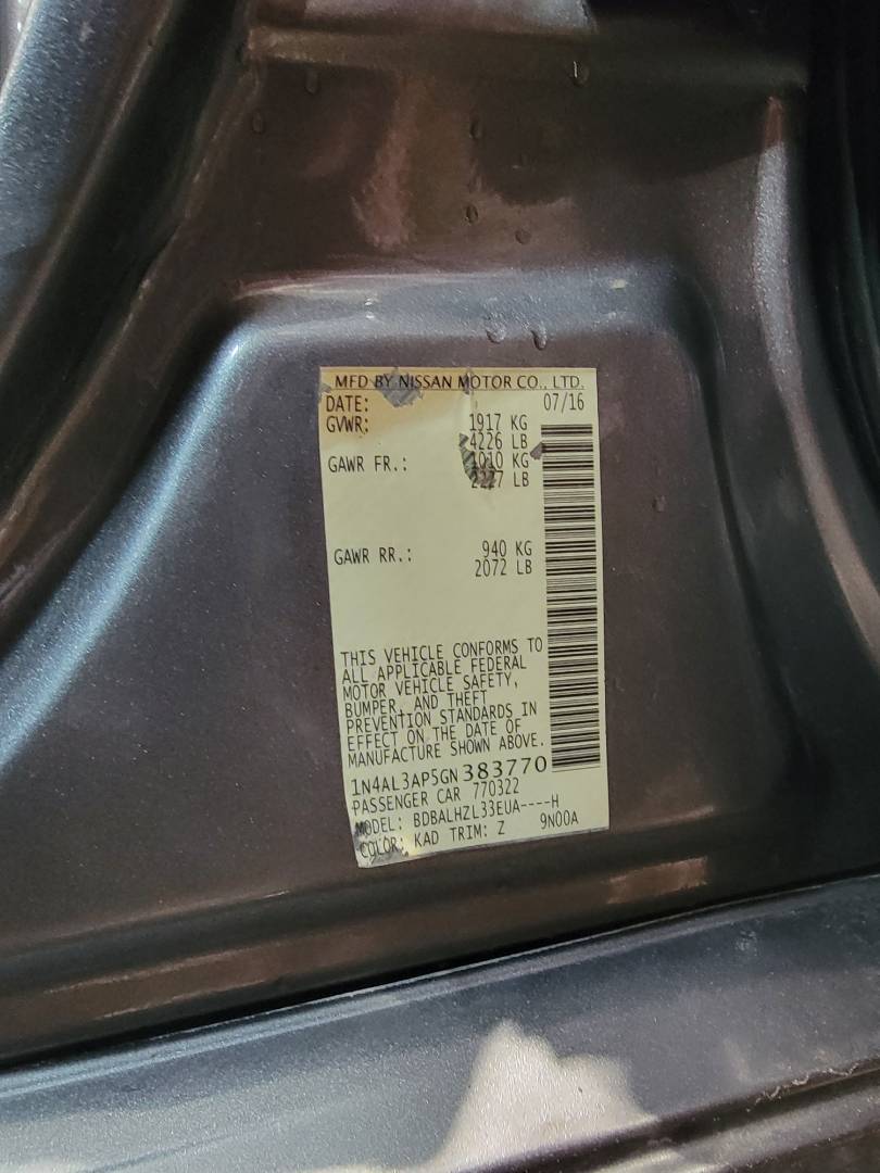 2016 NISSAN ALTIMA — 99401 Miles — Lot GN383770 - Marhaba Auctions Used Cars - Image 4