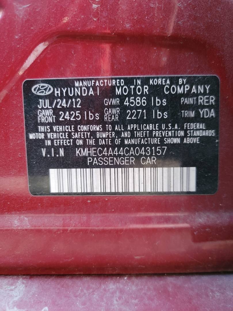 2012 HYUNDAI SONATA — 177091 Miles — Lot 71615043 - Marhaba Auctions Used Cars - Image 9