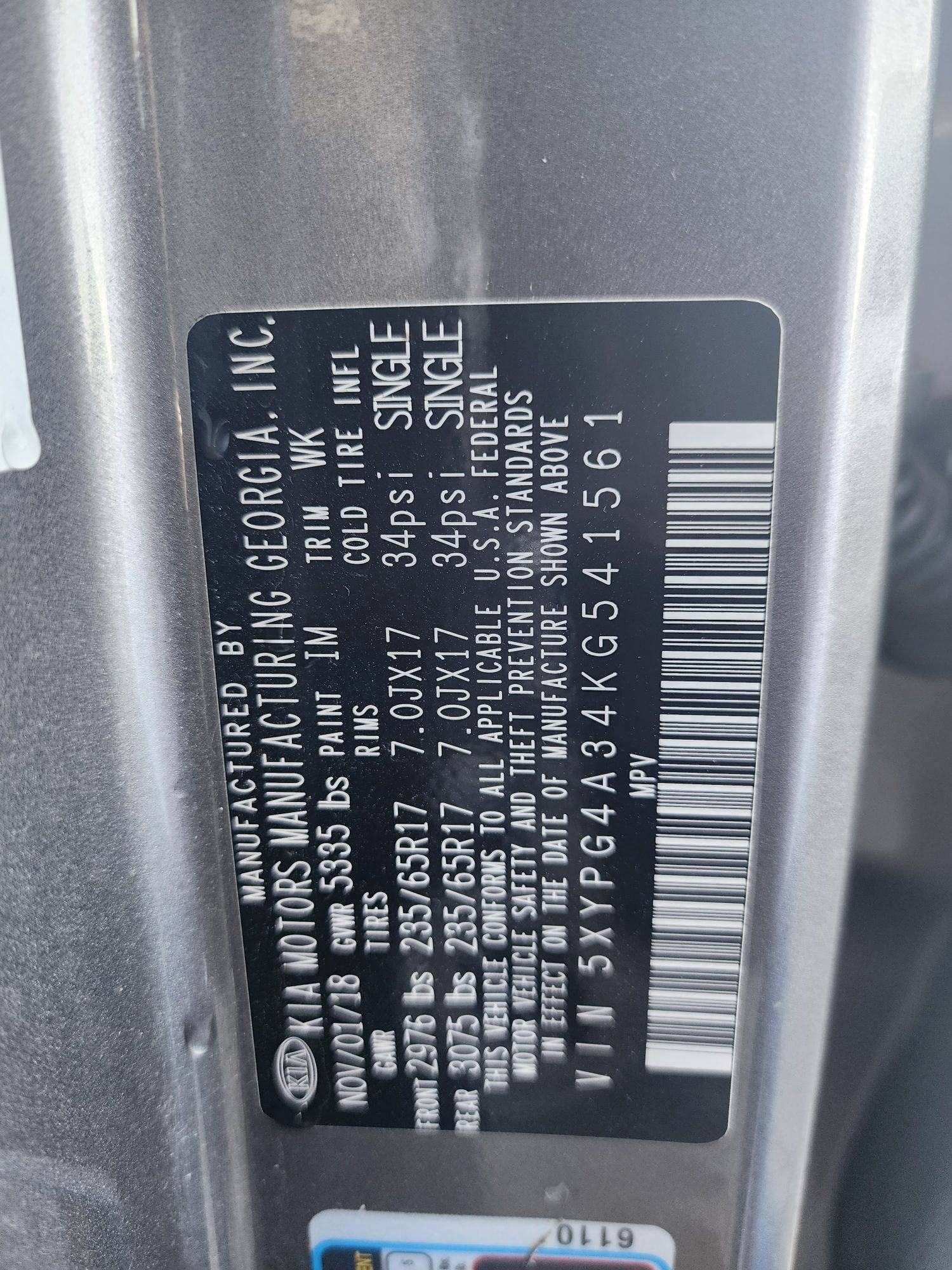 2019 KIA SORENTO — 62788 Miles — Lot KG541561 - Marhaba Auctions Used Cars - Image 3
