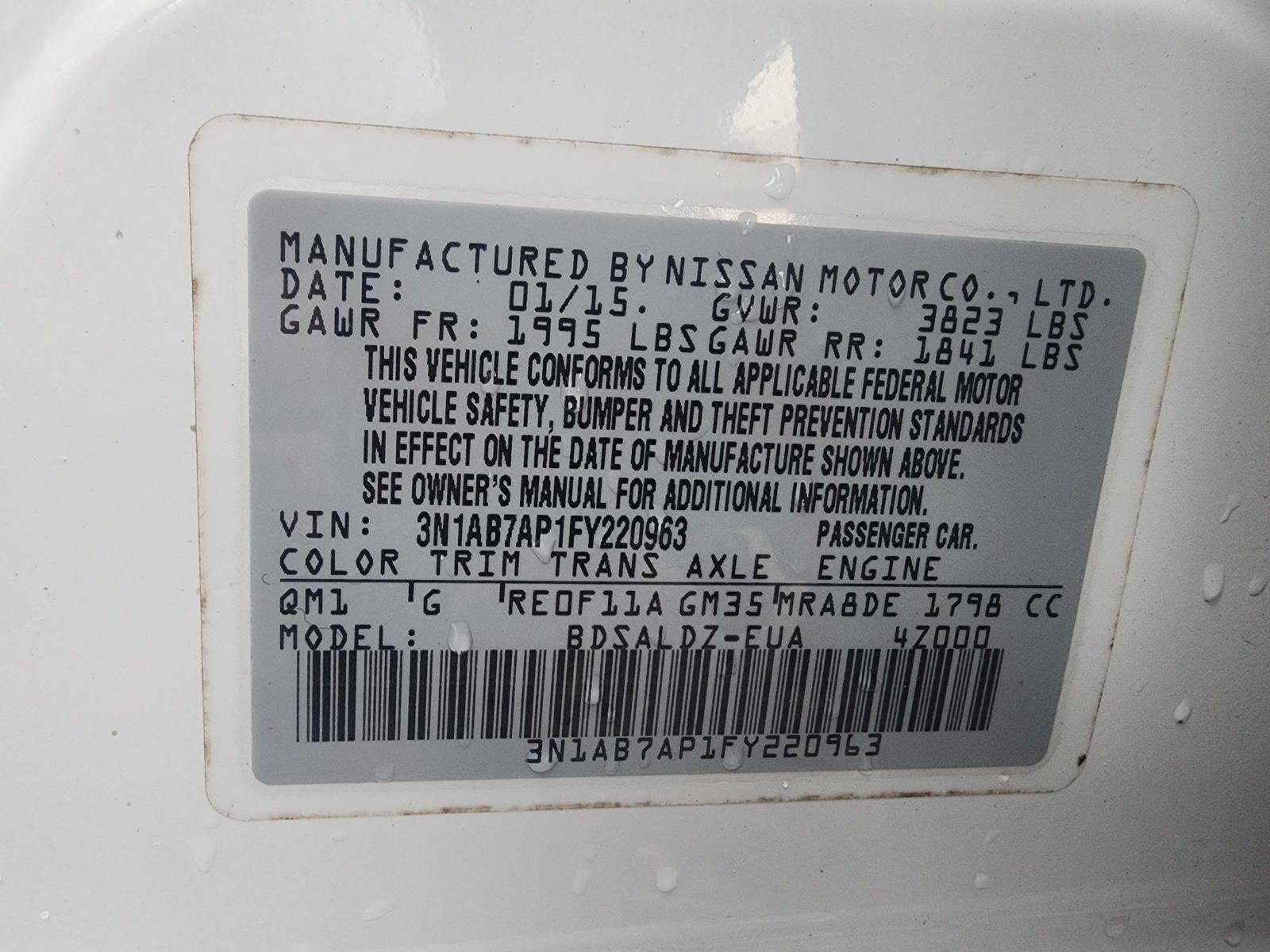 2015 NISSAN SENTRA — 98789 Miles — Lot 38150369 — Souq - Marhaba Auctions Used Cars - Image 9