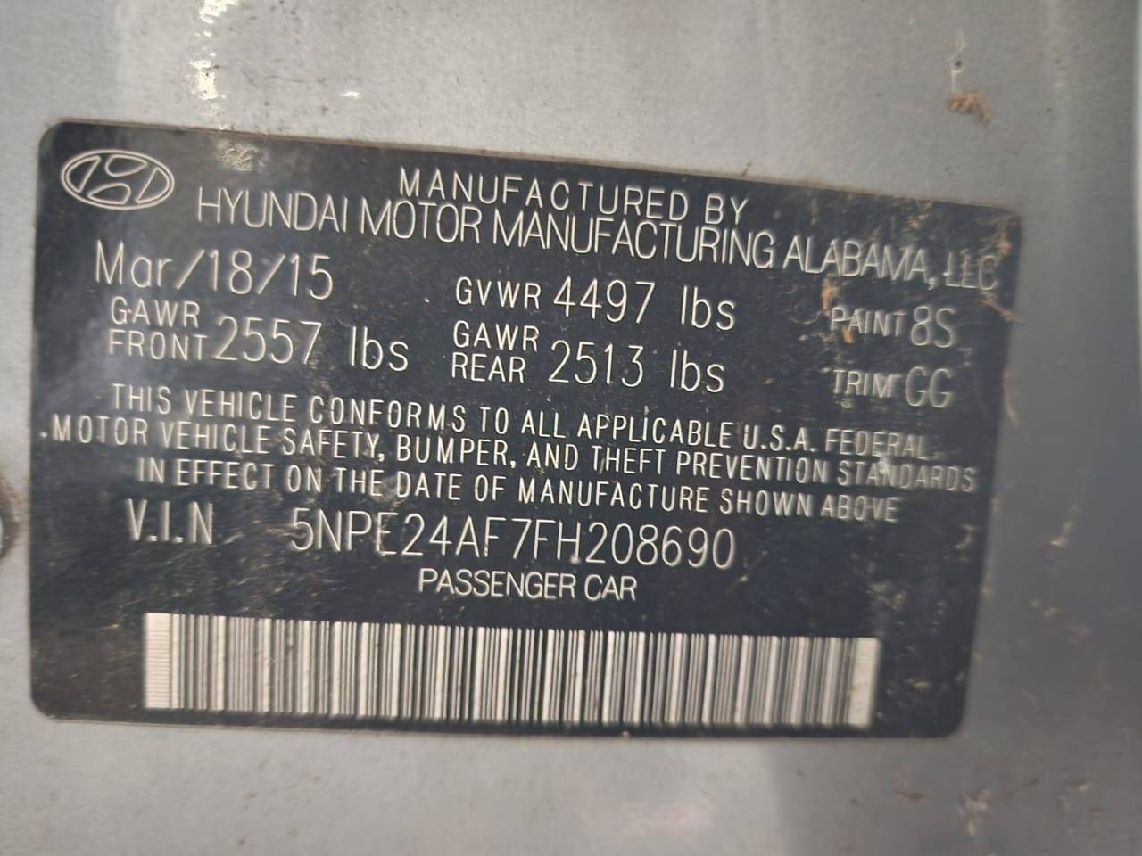 HYUNDAI SONATA 2015 - Marhaba Auction Used Cars - Image 7