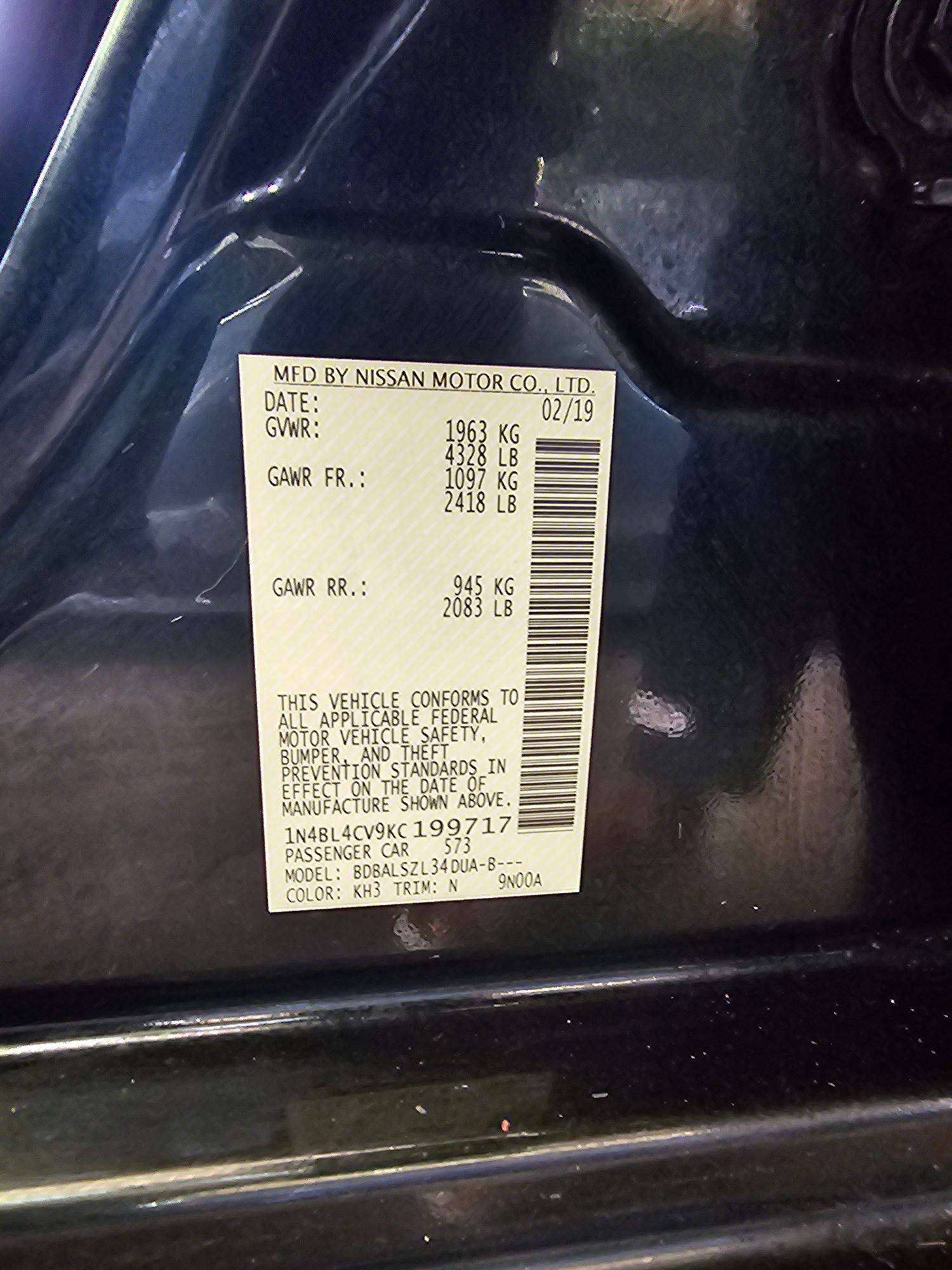 2019 NISSAN ALTIMA — 108195 Miles — Lot KC199717 — Main - Marhaba Auctions Used Cars - Image 9