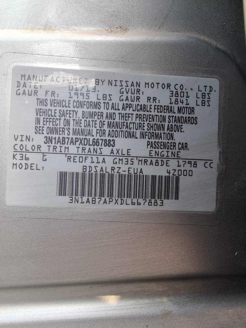 2013 NISSAN SENTRA — 116377 Miles — Lot 125487 — Ind. 12 - Marhaba Auctions Used Cars - Image 9