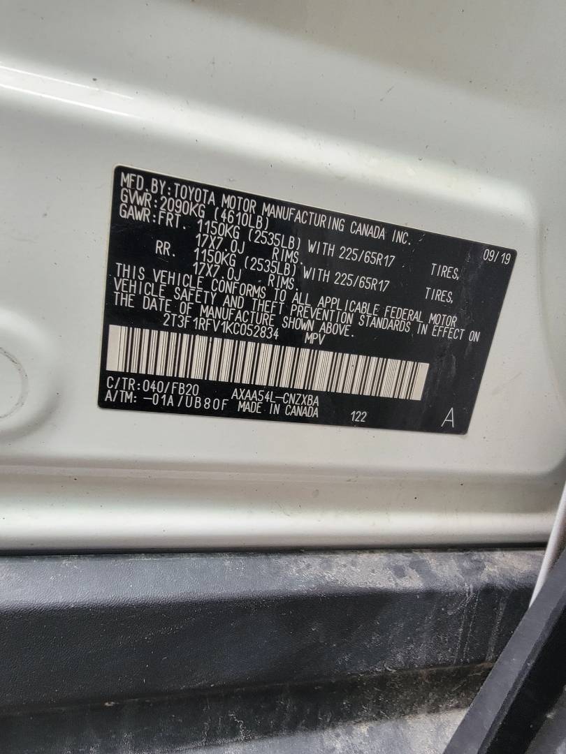 2019 TOYOTA RAV4 — 50517 Miles — Lot 052834 — Main - Marhaba Auctions Used Cars - Image 8