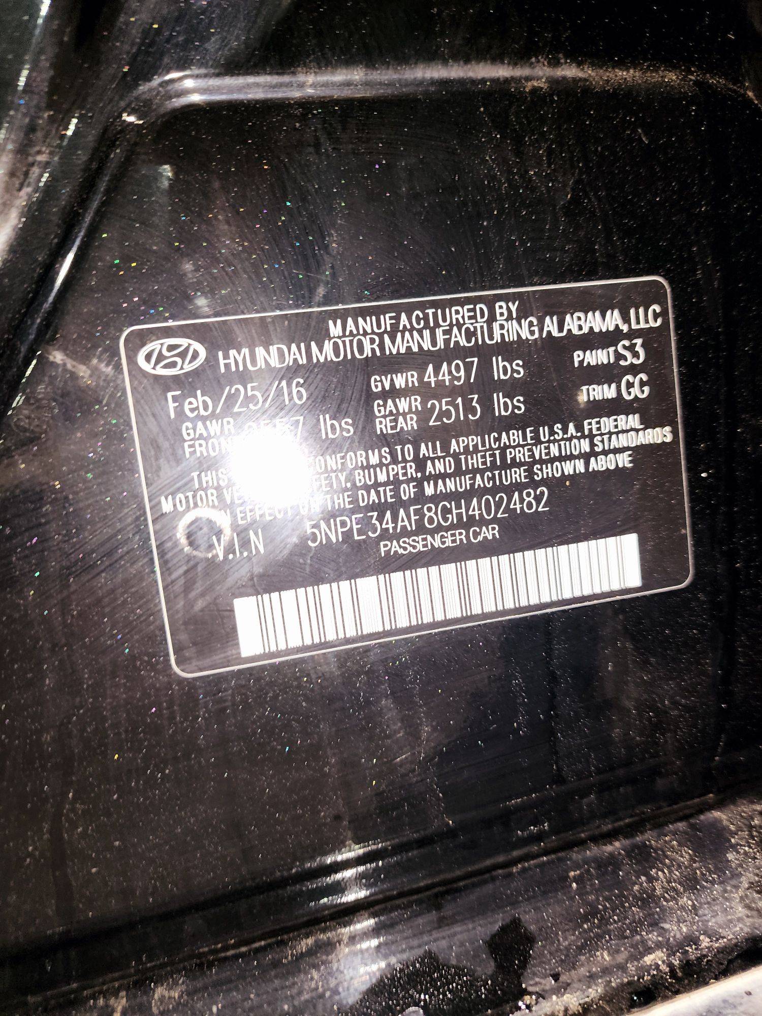 2016 HYUNDAI SONATA — 126321 Miles — Lot 8GH402482 — Souq - Marhaba Auctions Used Cars - Image 9