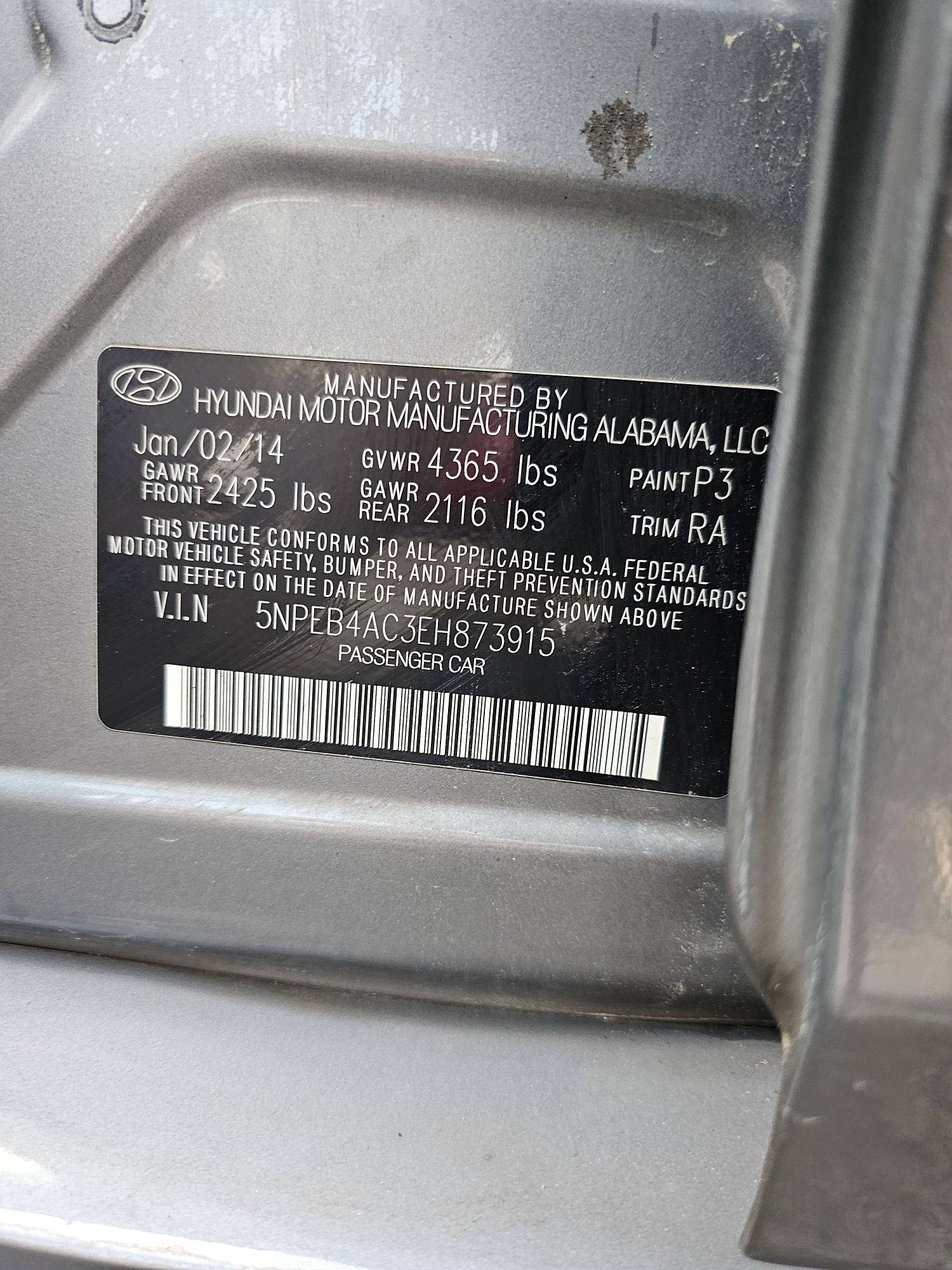 2014 HYUNDAI SONATA — 124514 Miles — Lot B4AC3EH873915 — Souq - Marhaba Auctions Used Cars - Image 9
