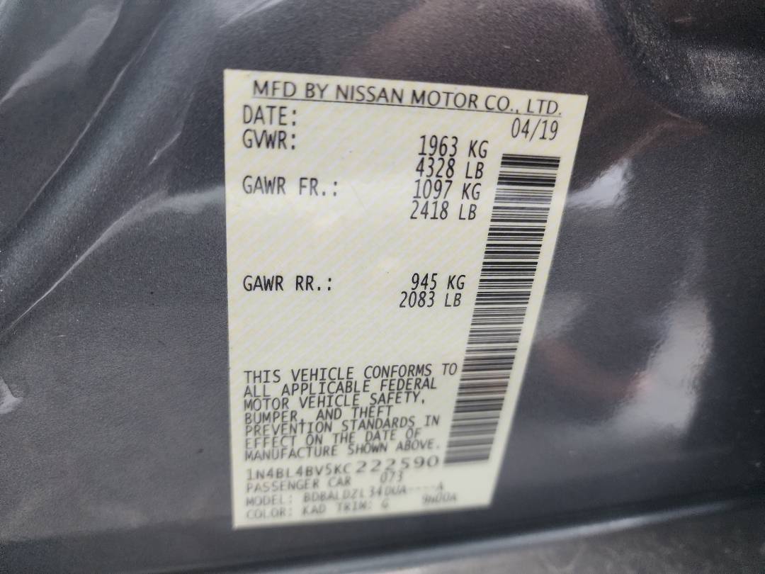 2019 NISSAN ALTIMA — 131592 Miles — Lot 41409914 — Souq - Marhaba Auctions Used Cars - Image 5