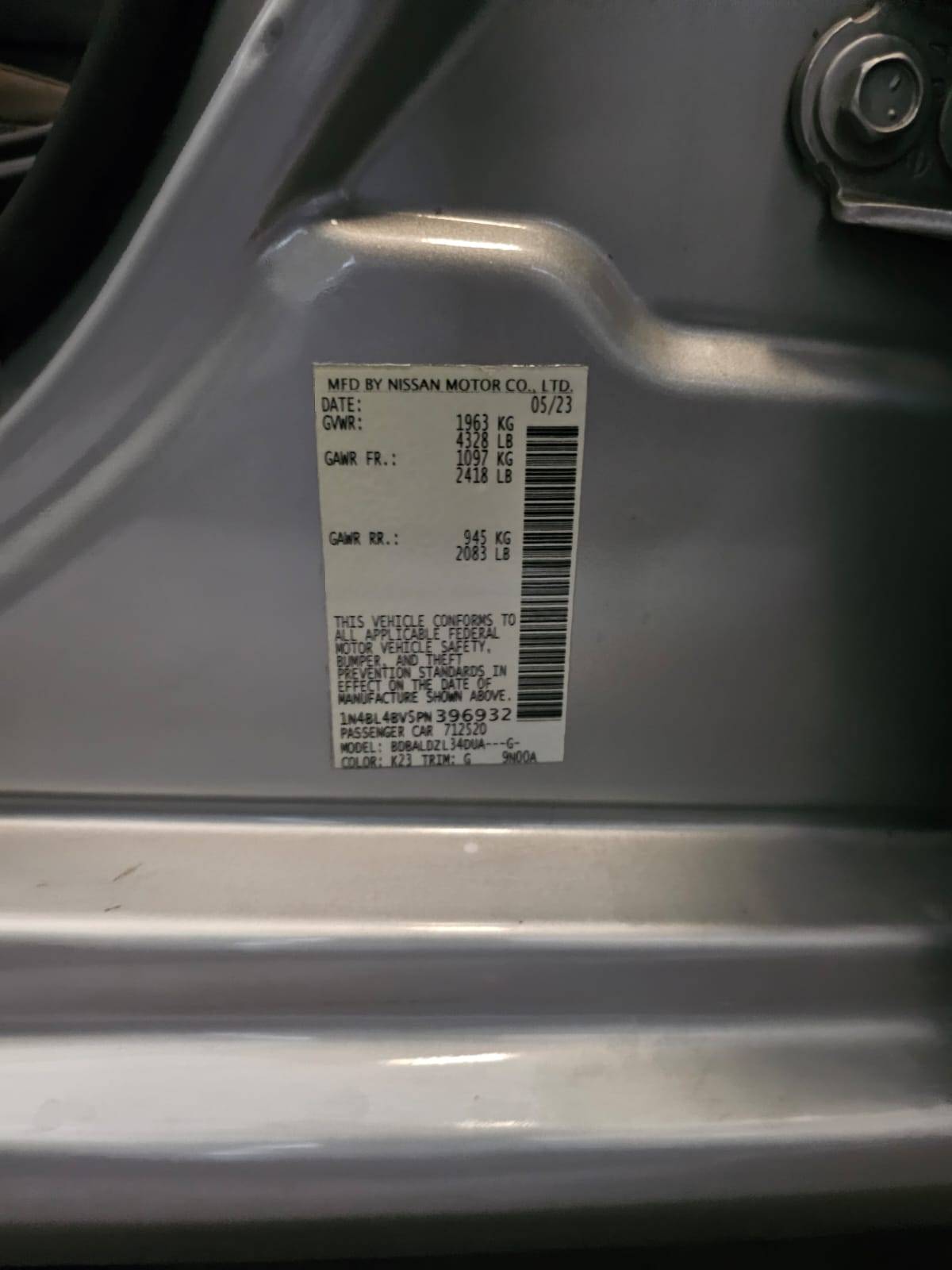 2023 NISSAN ALTIMA — 115612 Miles — Lot PN396932 — Main - Marhaba Auctions Used Cars - Image 9