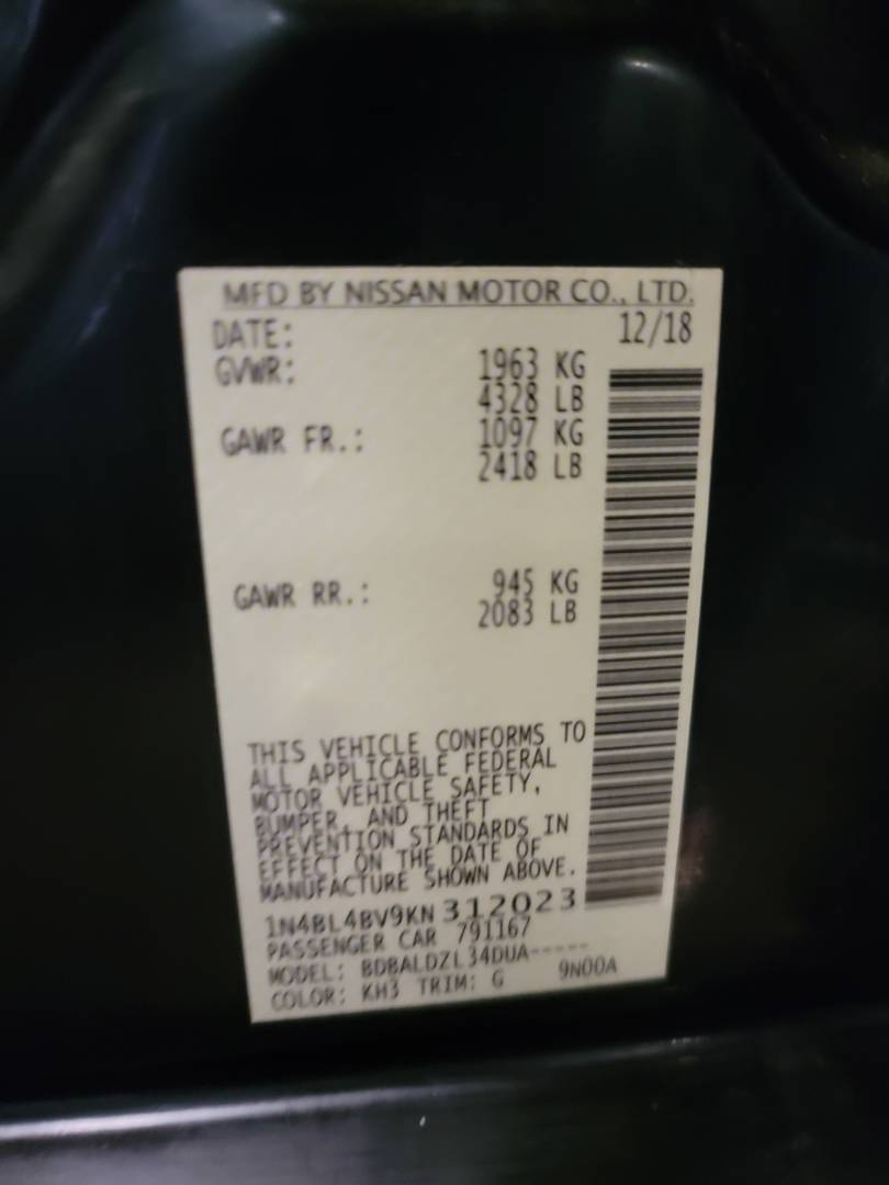 2019 NISSAN ALTIMA — 118449 Miles — Lot V9KN312023 — Main - Marhaba Auctions Used Cars - Image 9