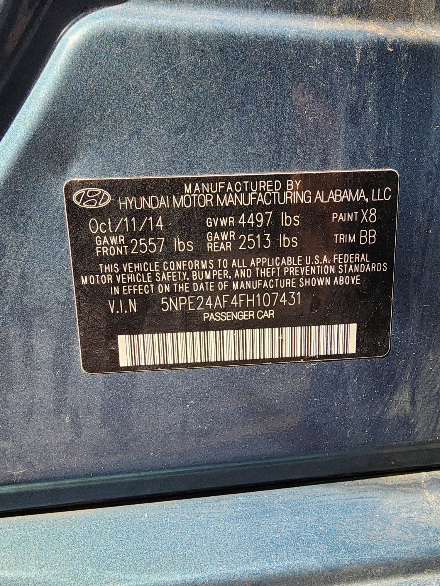 2015 HYUNDAI SONATA — 121982 Miles — Lot 107431 — Souq - Marhaba Auctions Used Cars - Image 9