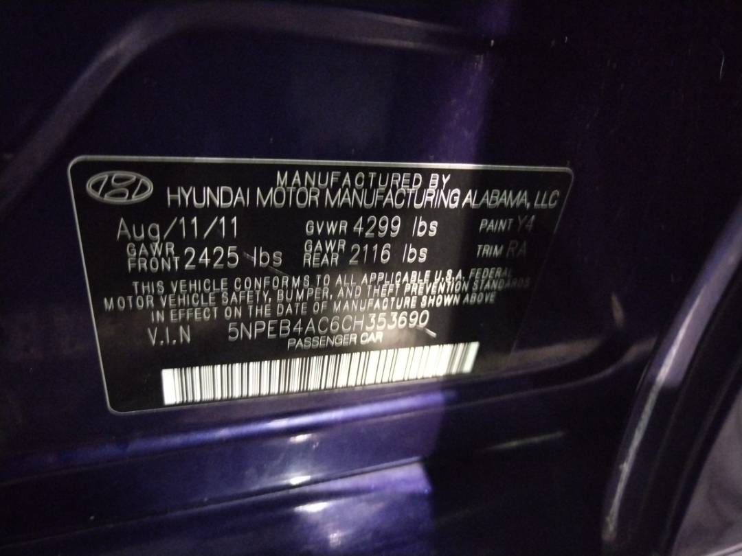 2012 HYUNDAI SONATA — 179844 Miles — Lot 62507123 - Marhaba Auctions Used Cars - Image 9