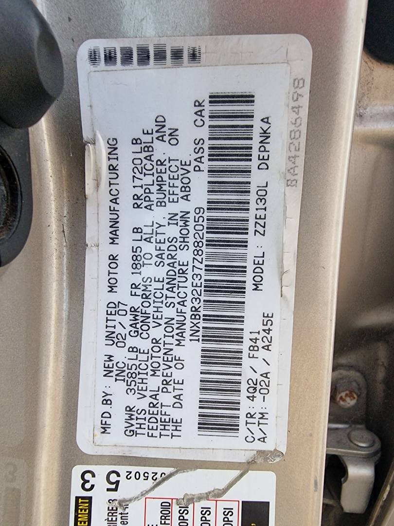 2007 TOYOTA COROLLA — 239642 Miles — Lot 315489 — Ind. 12 - Marhaba Auctions Used Cars - Image 8