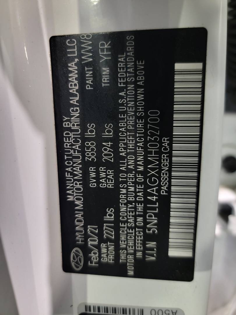 2021 HYUNDAI ELANTRA — 17174 Miles — Lot H032700 - Marhaba Auctions Used Cars - Image 10