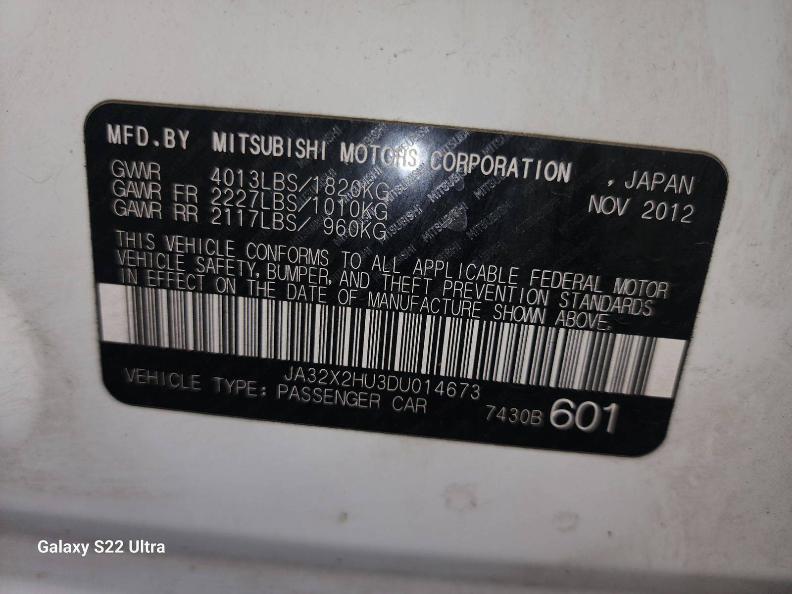 2013 MITSUBISHI LANCER ES SPORT — 109677 Miles — Lot 79752423 - Marhaba Auctions Used Cars - Image 10