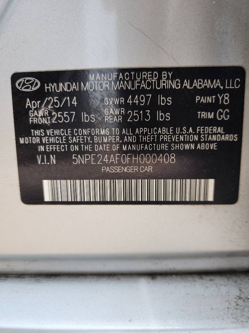 2015 HYUNDAI SONATA — 128193 Miles — Lot 38704105 - Marhaba Auctions Used Cars - Image 3