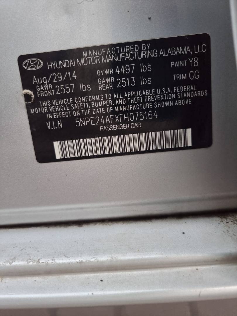 2015 HYUNDAI SONATA — 165798 Miles — Lot 214587 — Ind. 12 - Marhaba Auctions Used Cars - Image 8