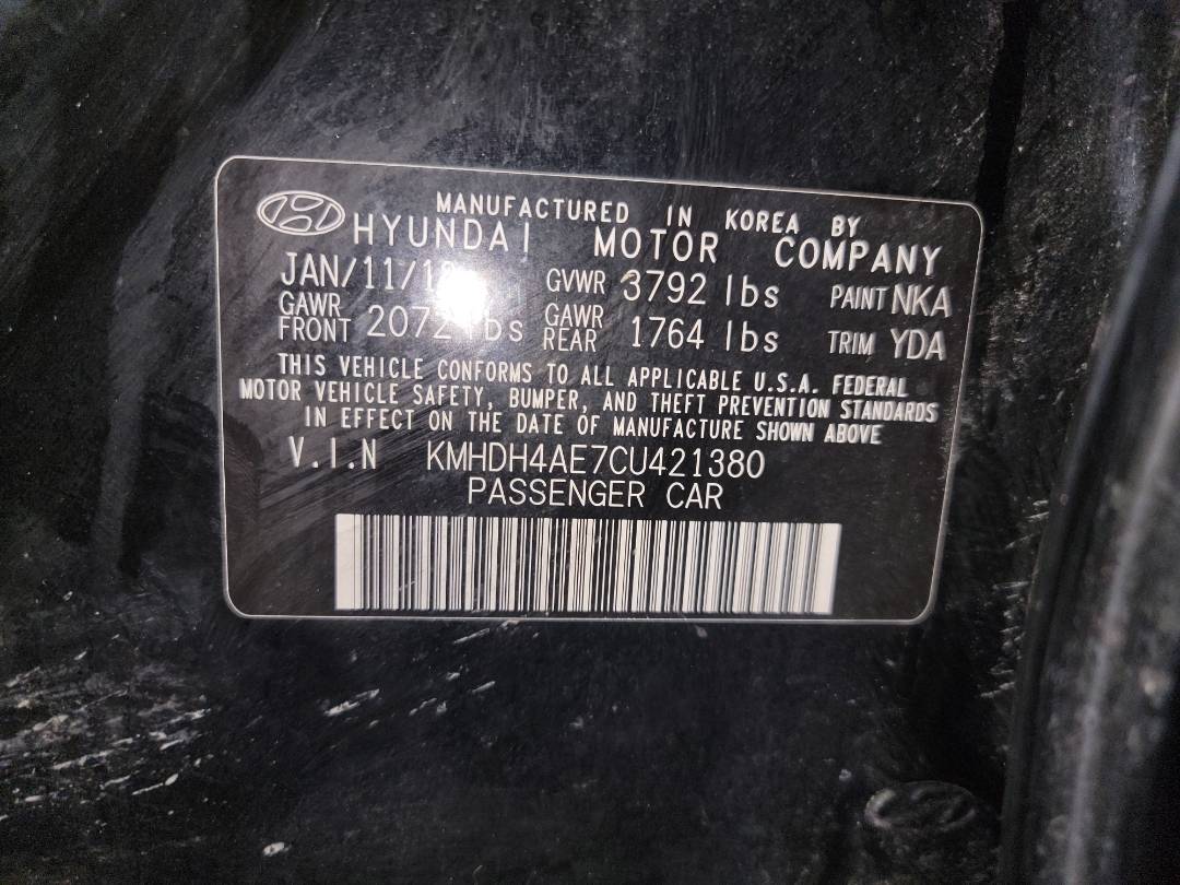 2012 HYUNDAI ELANTRA — 143853 Miles — Lot 75809063 - Marhaba Auctions Used Cars - Image 9