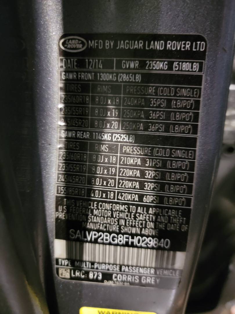 2015 LAND ROVER RANGE ROVER — 99336 Miles — Lot H029840 — Main - Marhaba Auctions Used Cars - Image 10