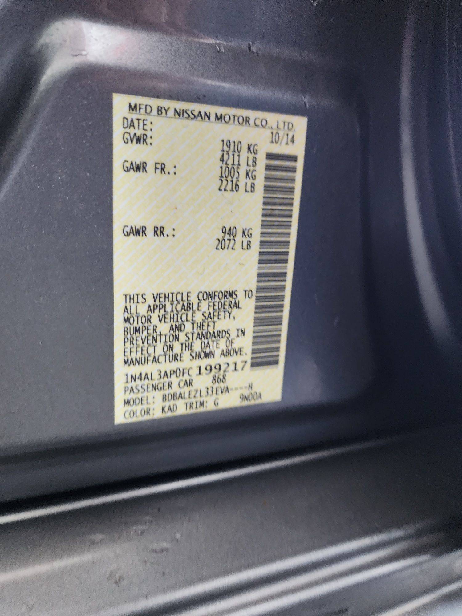 2015 NISSAN ALTIMA — 106782 Miles — Lot 37933207 - Marhaba Auctions Used Cars - Image 10
