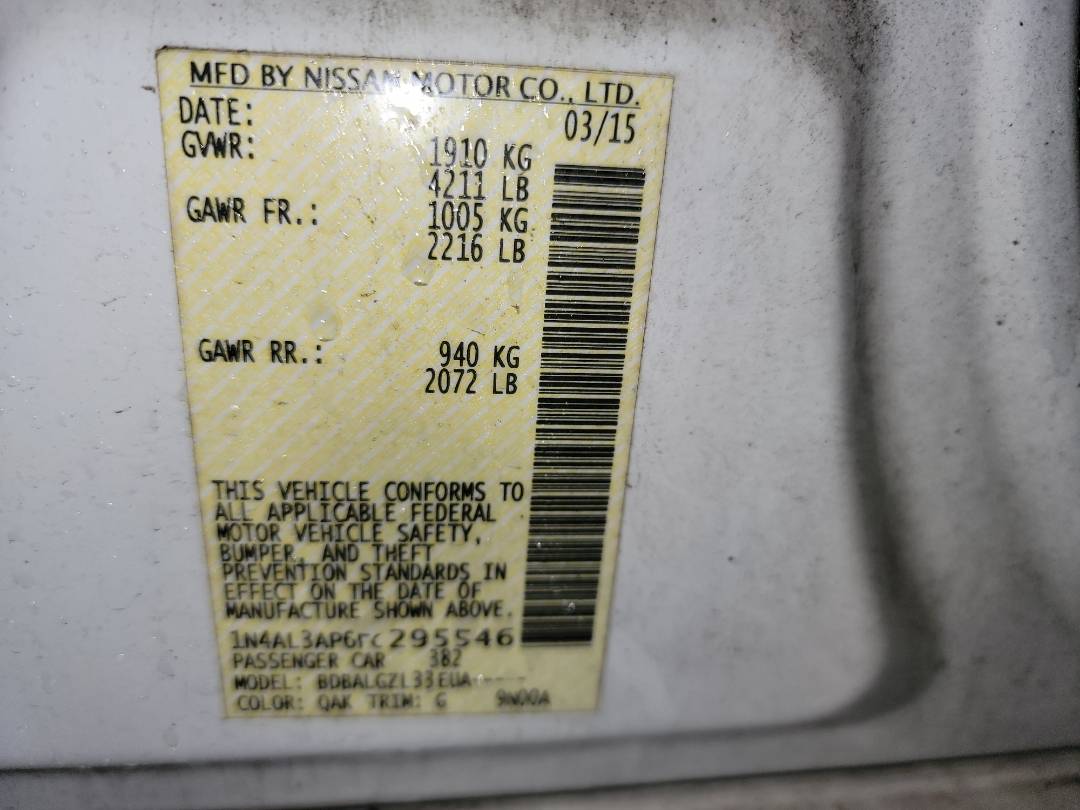 2015 NISSAN ALTIMA — 166919 Miles — Lot 38041672 - Marhaba Auctions Used Cars - Image 8