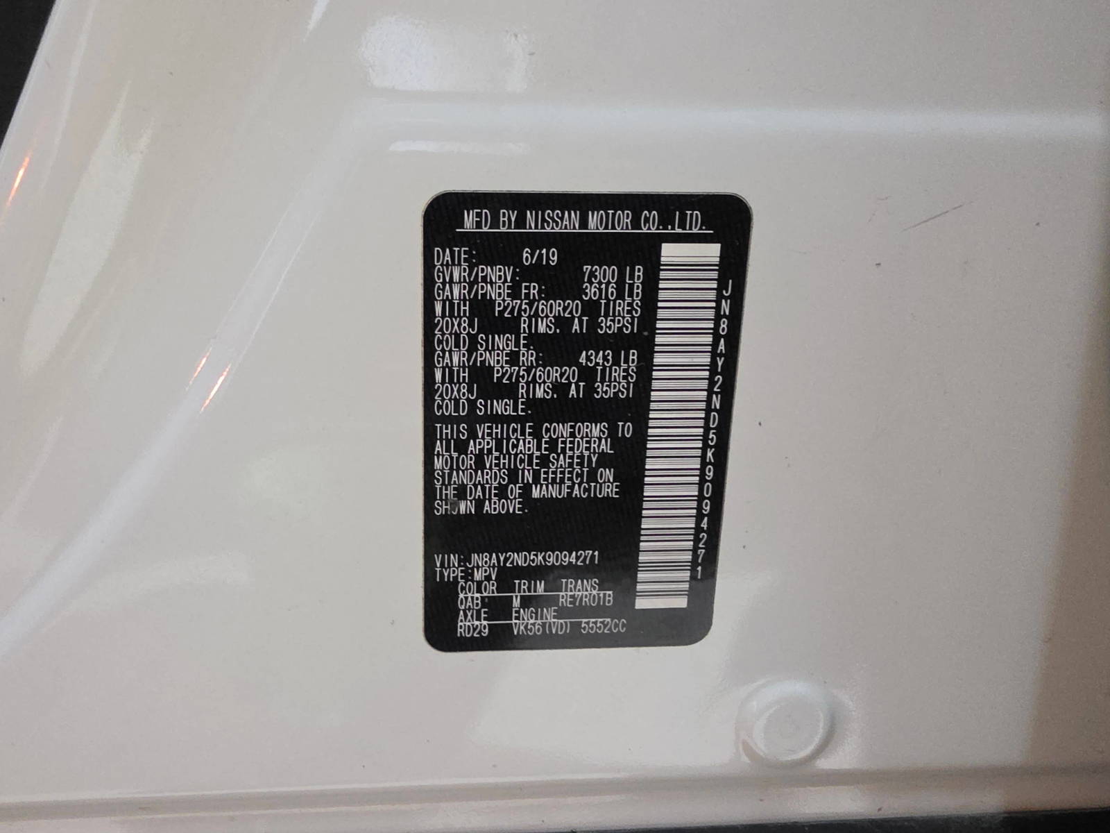 2019 NISSAN ARMADA — 104743 Miles — Lot 75929195 - Marhaba Auctions Used Cars - Image 10