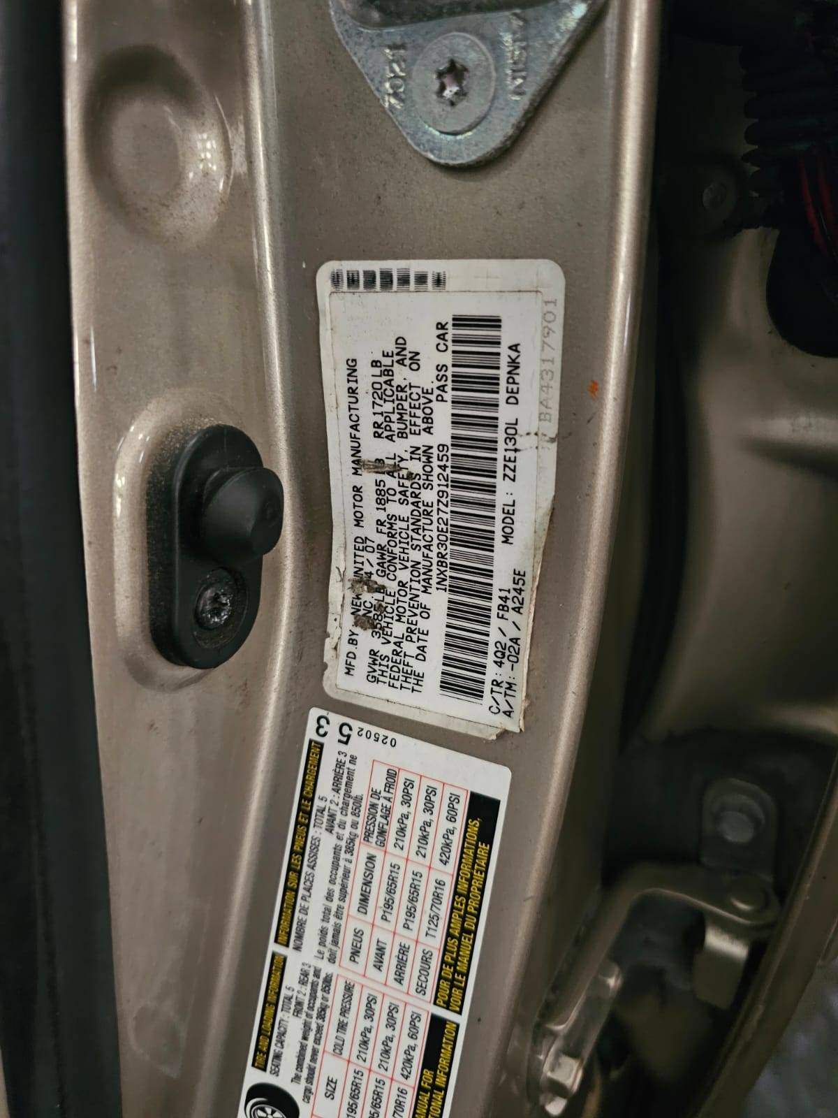 2007 TOYOTA COROLLA — 207556 Miles — Lot Z912459 — Main - Marhaba Auctions Used Cars - Image 6