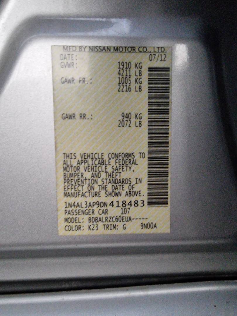 2013 NISSAN ALTIMA — 128841 Miles — Lot 70067794 — Main - Marhaba Auctions Used Cars - Image 9