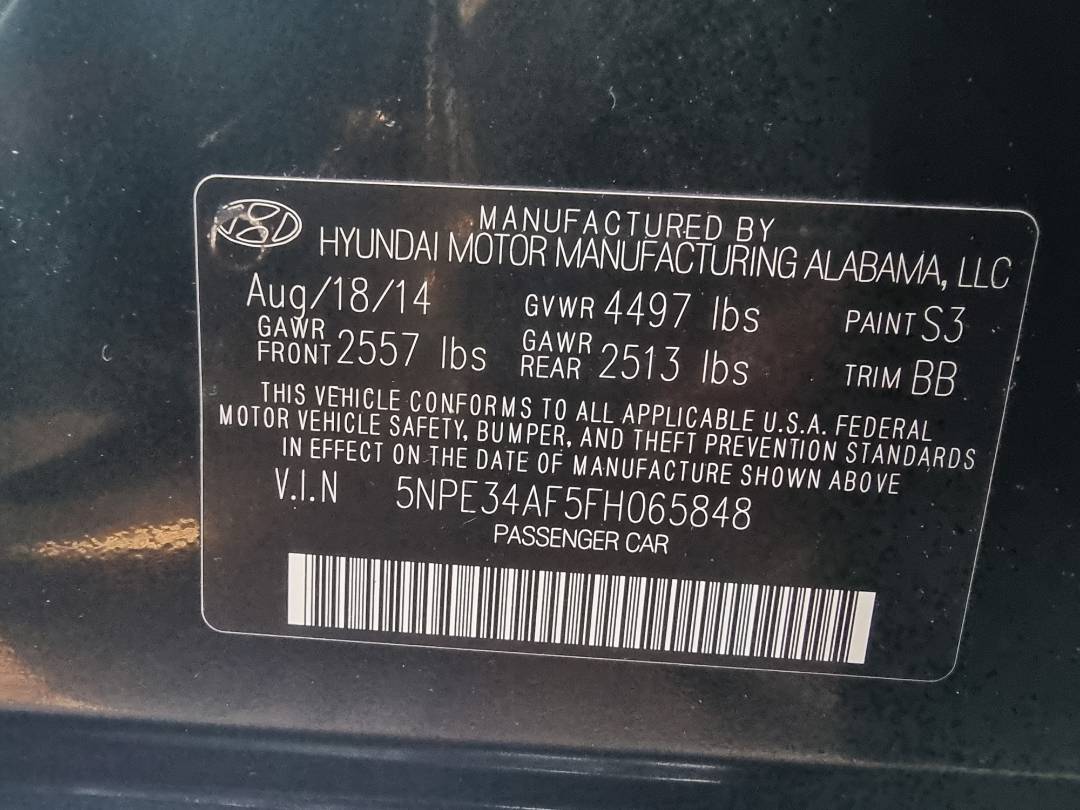 2015 HYUNDAI SONATA — 150347 Miles — Lot 065848 — Ind. 12 - Marhaba Auctions Used Cars - Image 11