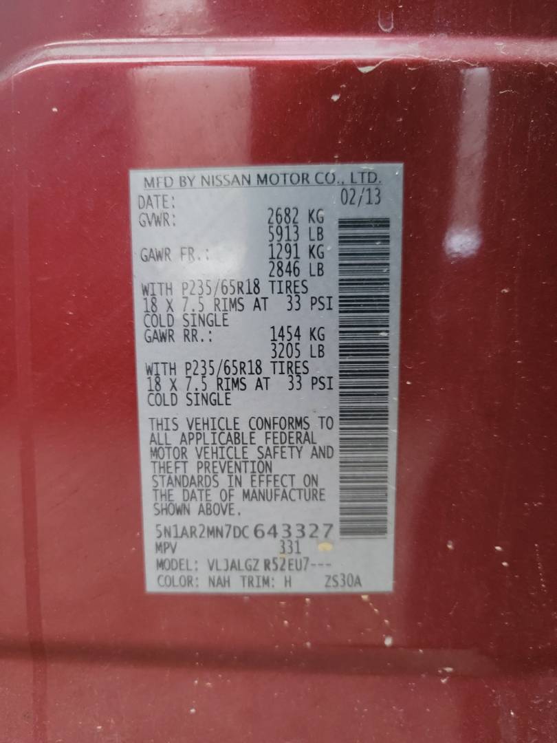 2013 NISSAN PATHFINDER — 201991 KM — Lot 819909 — Main - Marhaba Auctions Used Cars - Image 10