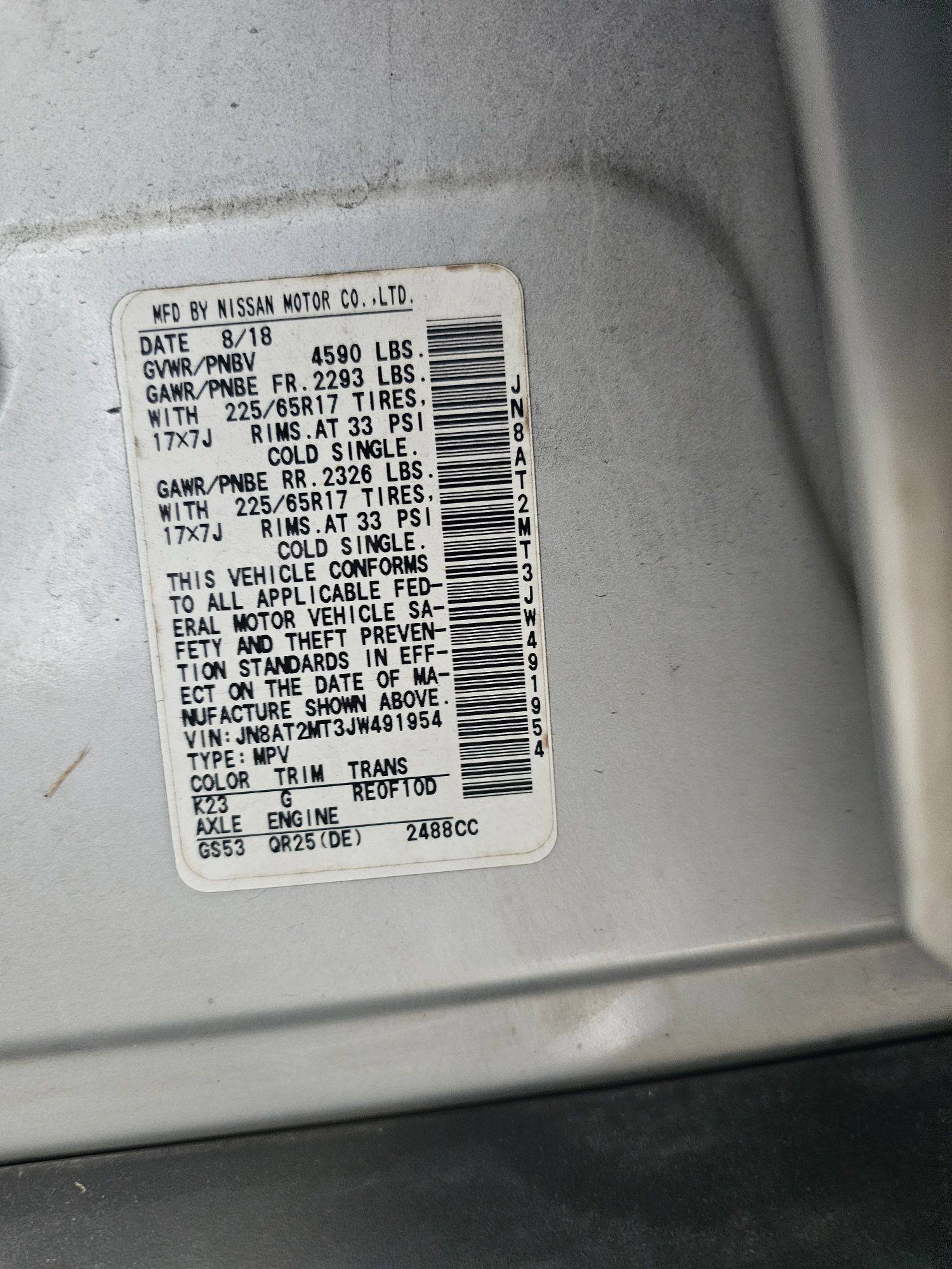 2018 NISSAN ROGUE — 115460 Miles — Lot W491954 — Souq - Marhaba Auctions Used Cars - Image 8