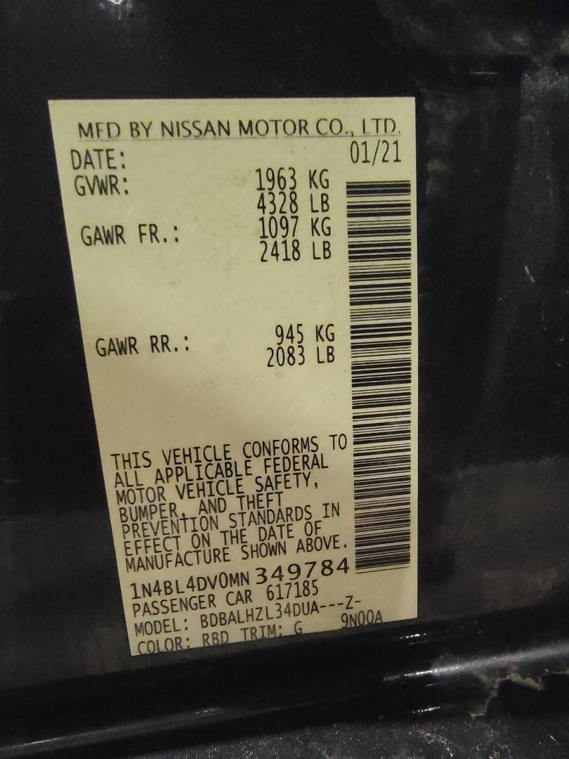 2021 NISSAN ALTIMA — 68019 Miles — Lot 72797603 - Marhaba Auctions Used Cars - Image 3
