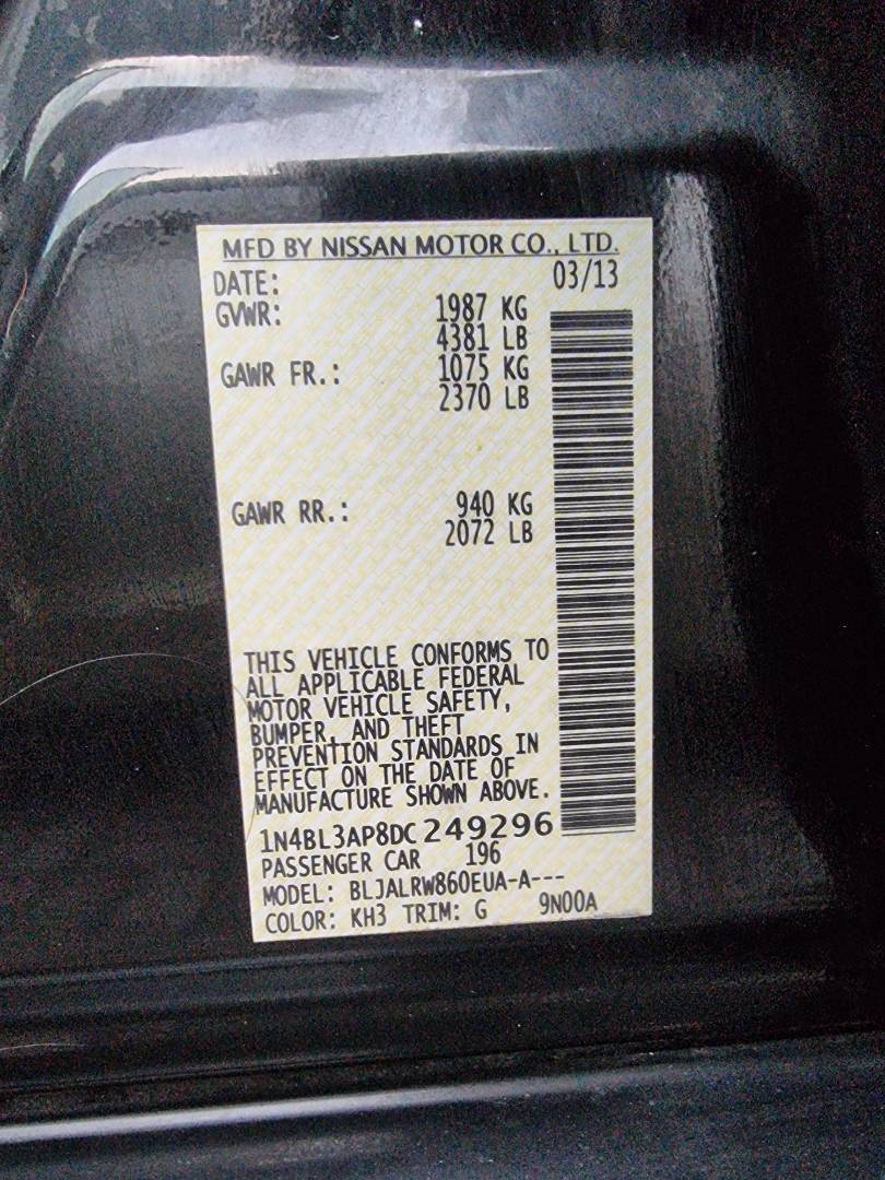2013 NISSAN ALTIMA — 117569 Miles — Lot 249296 — Main - Marhaba Auctions Used Cars - Image 9