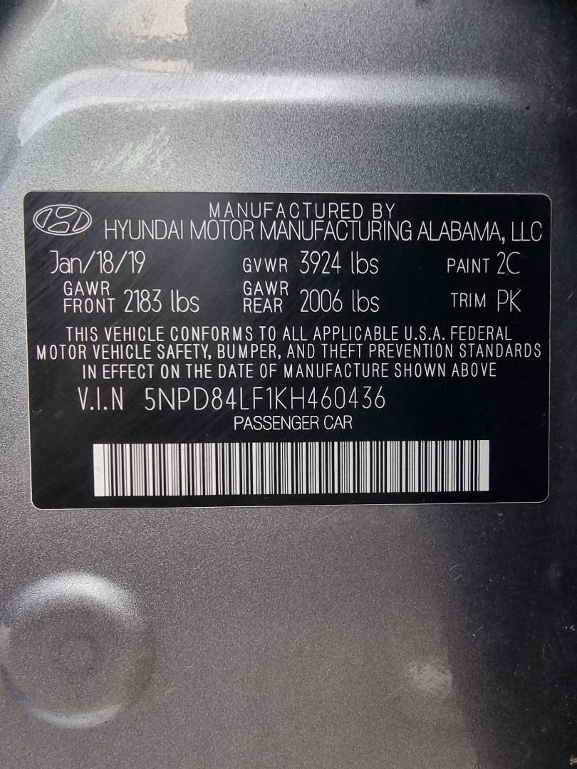 2019 HYUNDAI ELANTRA — 97376 Miles — Lot 125487 — Main - Marhaba Auctions Used Cars - Image 9