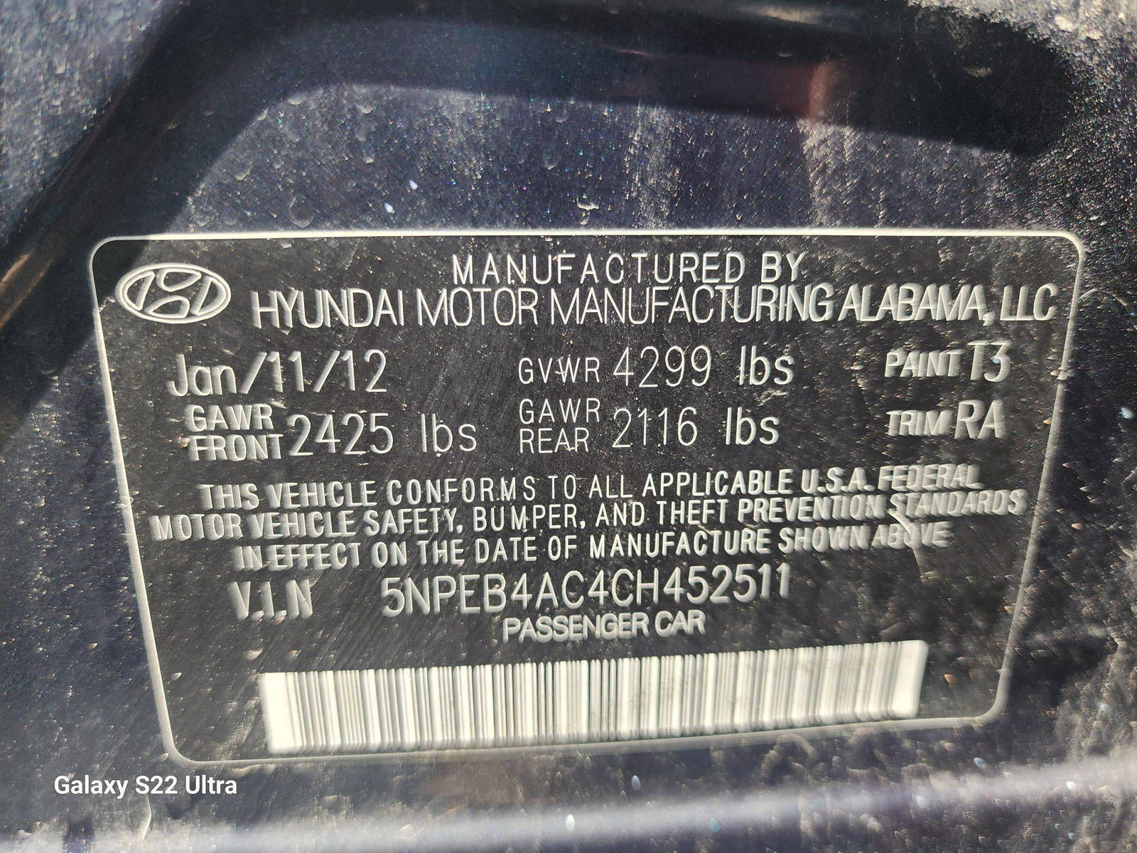 2012 HYUNDAI SONATA — 174684 Miles — Lot 38499430 - Marhaba Auctions Used Cars - Image 8