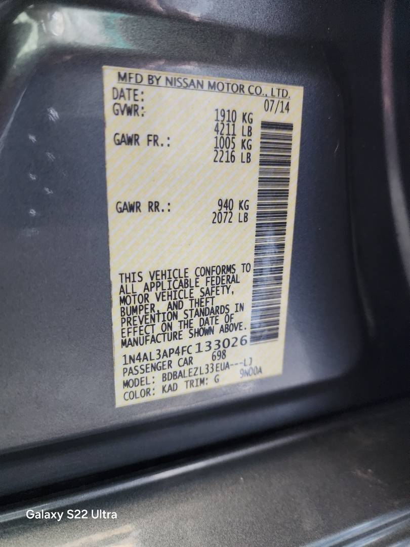 2015 NISSAN ALTIMA — 154042 Miles — Lot 45072824 — Souq - Marhaba Auctions Used Cars - Image 6