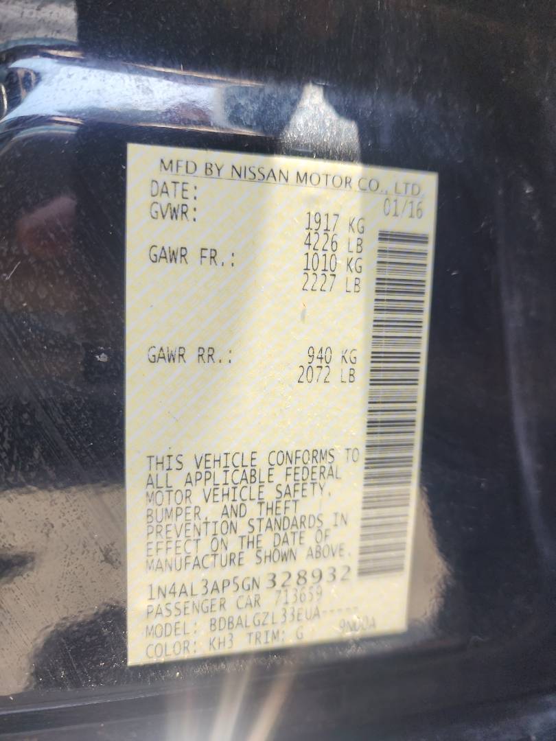2016 NISSAN ALTIMA — 113954 Miles — Lot 38750366 — Ind. 12 - Marhaba Auctions Used Cars - Image 7