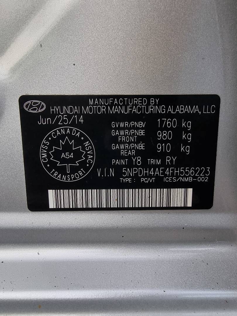 2015 HYUNDAI ELANTRA — 213682 KM — Lot 556223 — Ind. 12 - Marhaba Auctions Used Cars - Image 9