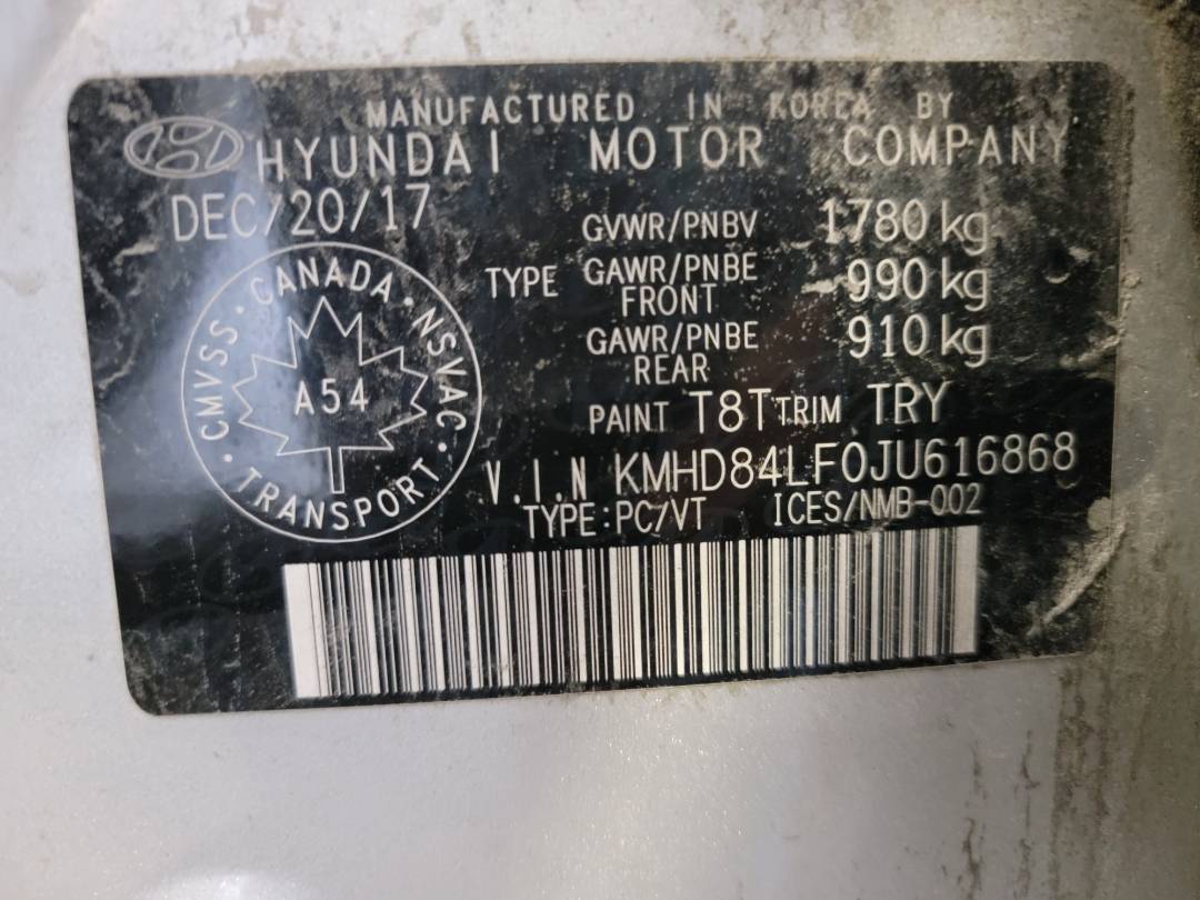 2018 HYUNDAI ELANTRA — 198237 KM — Lot JU616868 — Main - Marhaba Auctions Used Cars - Image 10