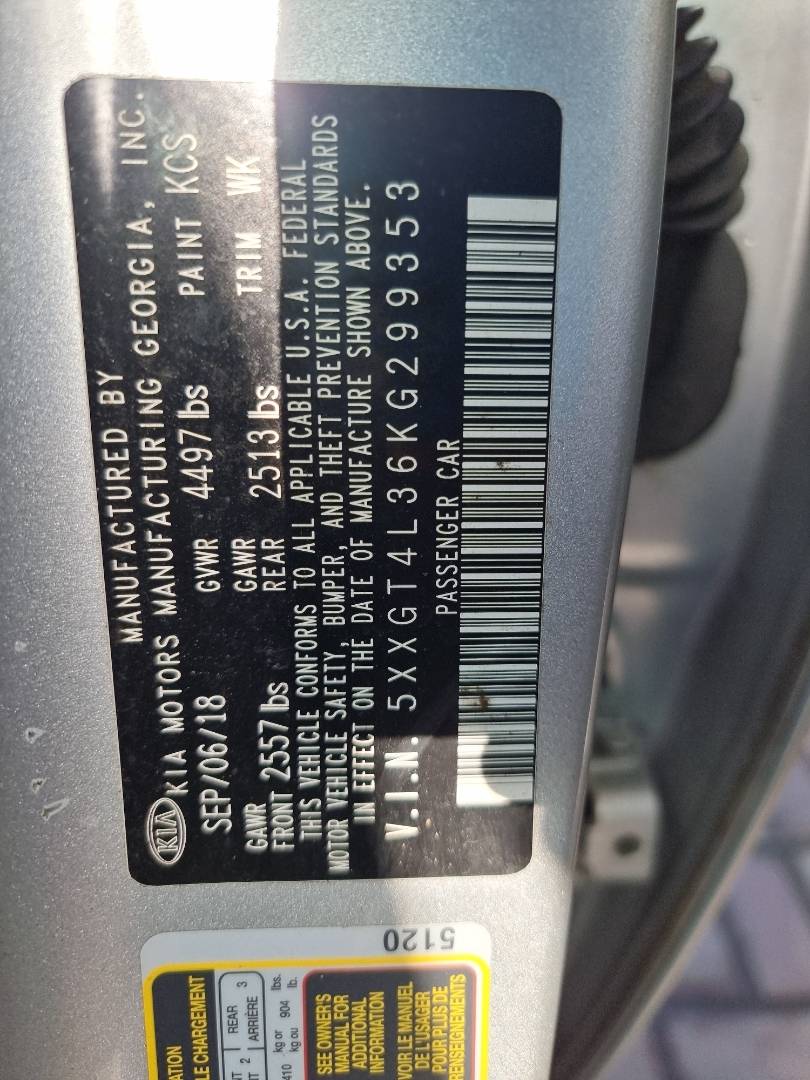 2019 KIA OPTIMA — 109243 Miles — Lot G299353 — Ind. 12 - Marhaba Auctions Used Cars - Image 8